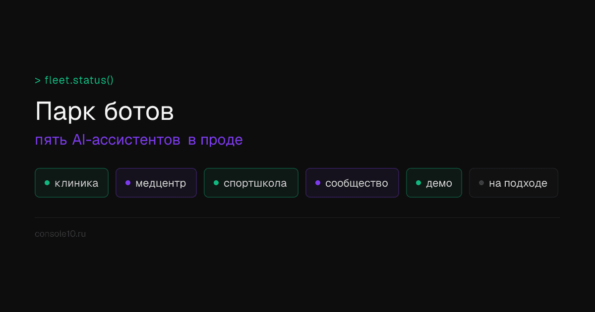 Парк ботов: пять AI-ассистентов в проде